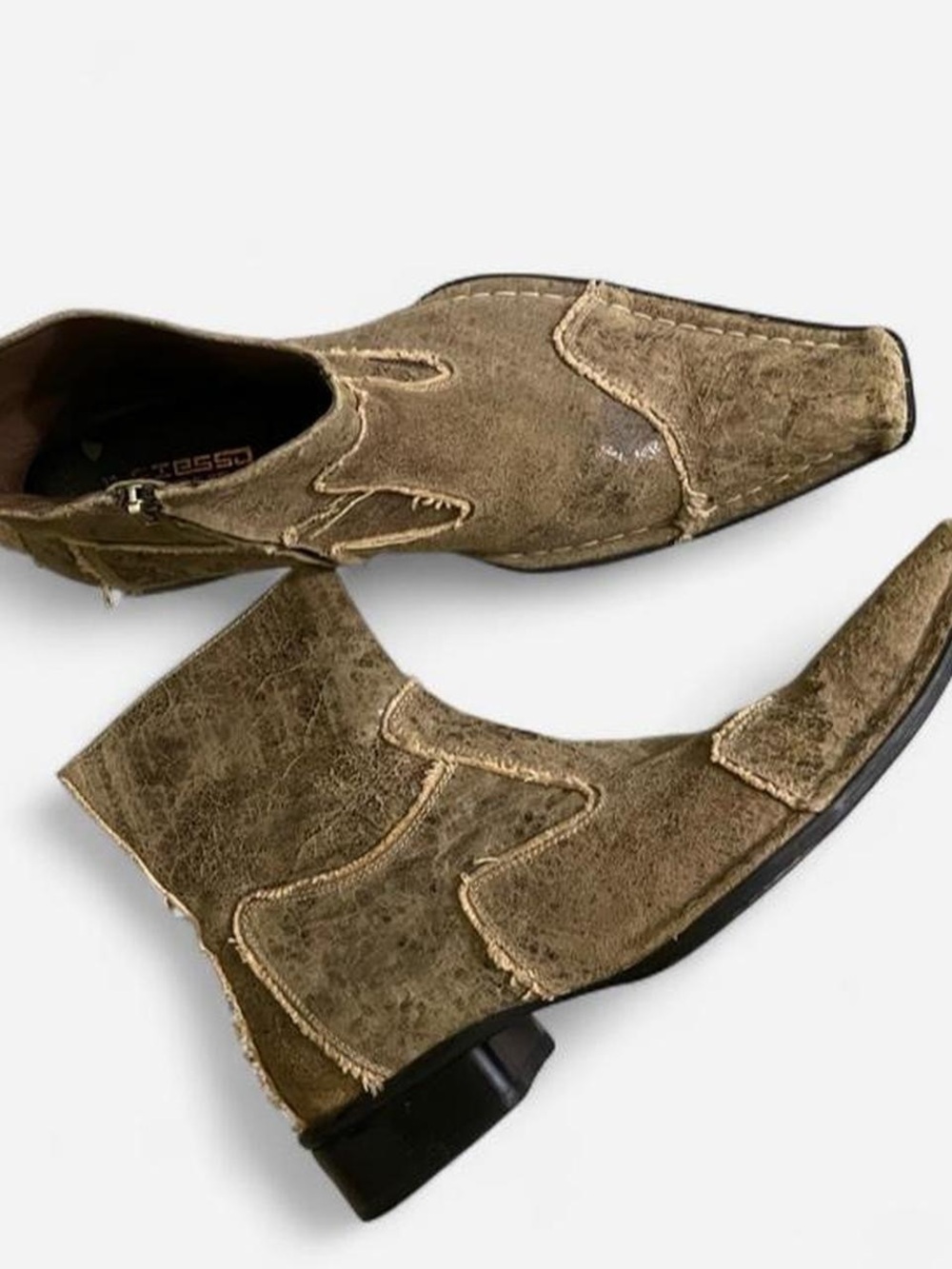 Men's Suede Western Chelsea Boot - Olive Brown
